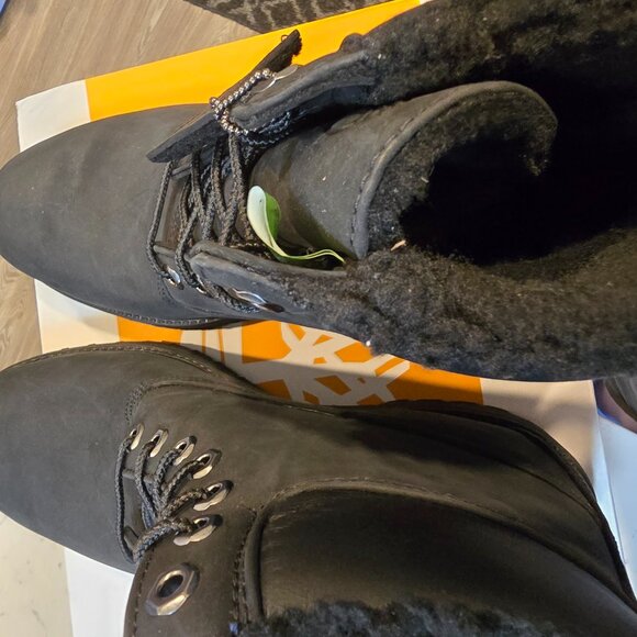 MENS TIMBERLAND 6 INCH PREMIUM WARM LINED BLACK NUBUCK BOOTS SIZE 10 NEW - Picture 6 of 12